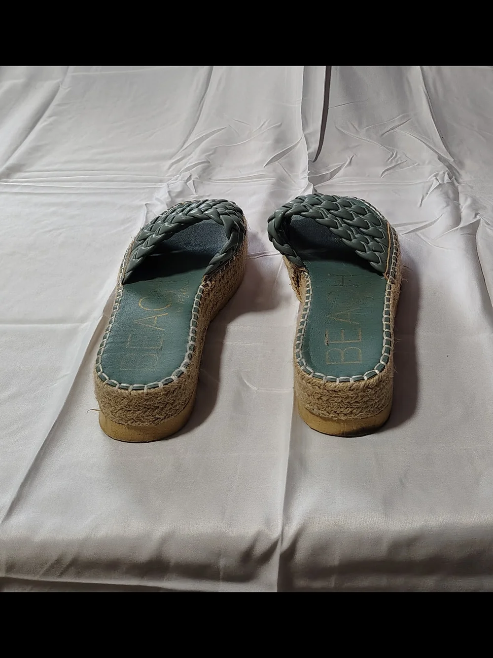 Ladies Size 8 Beachy Whimsical Braided Platform Slide Sandals